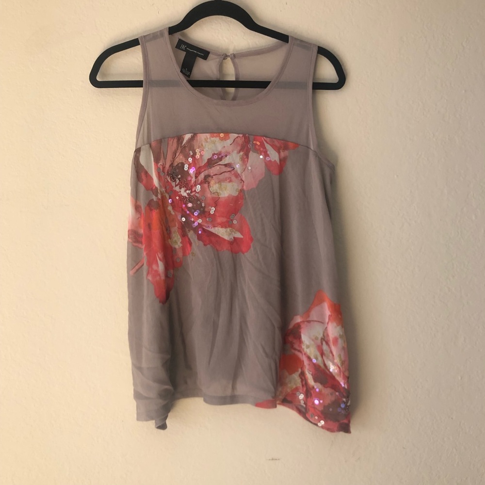 INC Sequin floral top